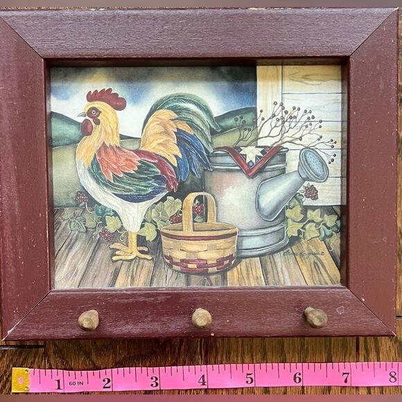 Vintage Rooster Rustic Farmhouse Wooden Hat Hanger Wall Decor Key Holder. - Picture 7 of 8